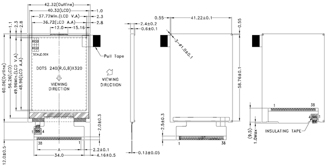 Powertip PH240320T062-LAA19 - TFT display