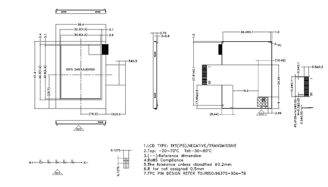 Powertip PH240320T074-ZGA - TFT display
