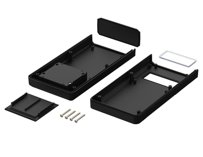 Bopla BOS 801-9005 (34801000) - hand-held enclosure with battery compartment (4 x 1,5V) and display screen (196 x 100 x 40 mm)