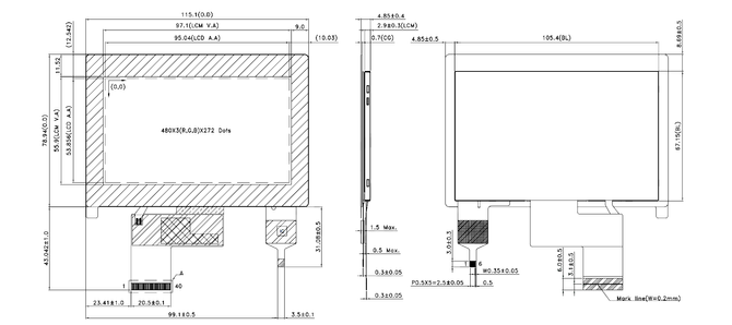 Powertip PH480272T017-ZBC01, 4.3” - full-view display