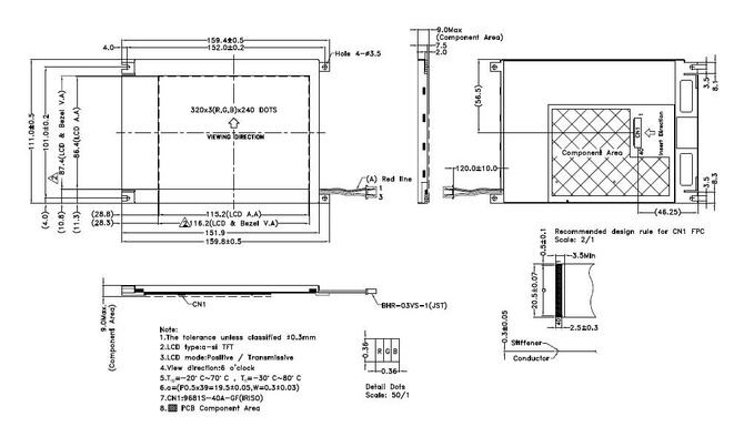 Powertip PH320240T-009-I-Q - TFT display