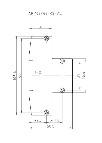 Bopla AR 105/45-KS-AL (87304210) - aluminiowe covery boczne łączące profil podstawowy ARP (G) 75/31-... z profilem modułowym ARPM(G) 45/27-...