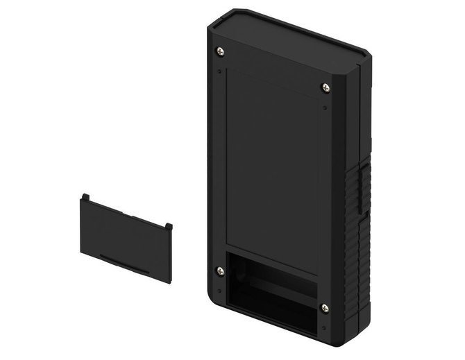 Bopla BOS 756-9005 (34756000) - obudowa ręczna z pojemnikiem na baterie (2 x 9V), panoramicznym otworowaniem na wyświetlacz i bocznym przełącznikiem on-off (157 x 84 x 30 mm)