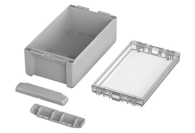 Bopla B 221309 PC-V0-G 7035 (96025235) - universal enclosure with crystal-clear lid (231 x 125 x 90 mm)
