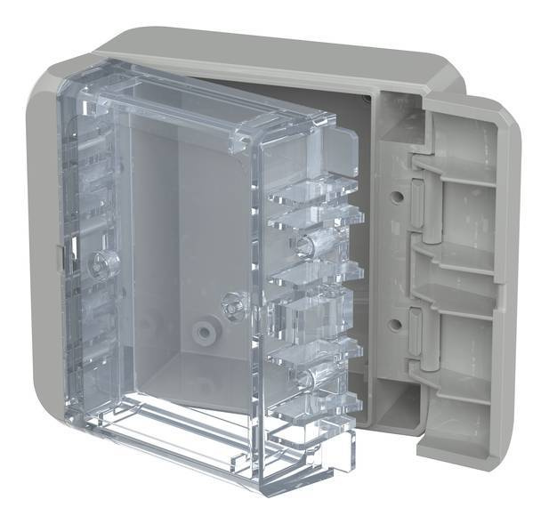 Bopla B 080805 PC-V0-G 7035 (96021115) - universal enclosure with crystal-clear lid (89 x 80 x 47 mm)