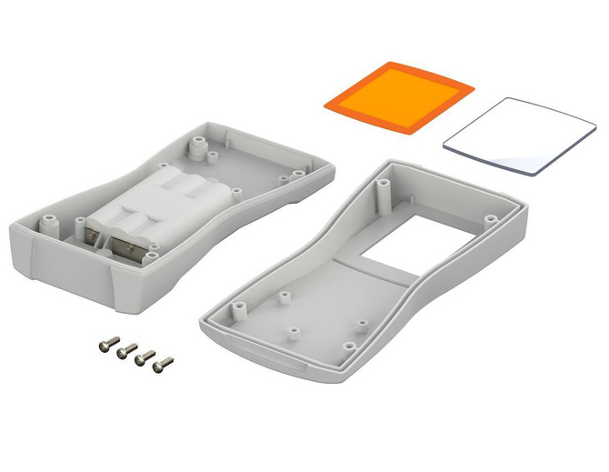 BOPLA BS 603 DIS-7035 (82603235) - ABS enclosure with display screen and battery compartment (159.4 x 77.9 x 33.5 mm)