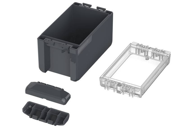 Bopla B 140809 PC-V0-G 7024 (96023134) - universal enclosure with crystal-clear lid (151 x 80 x 90 mm)