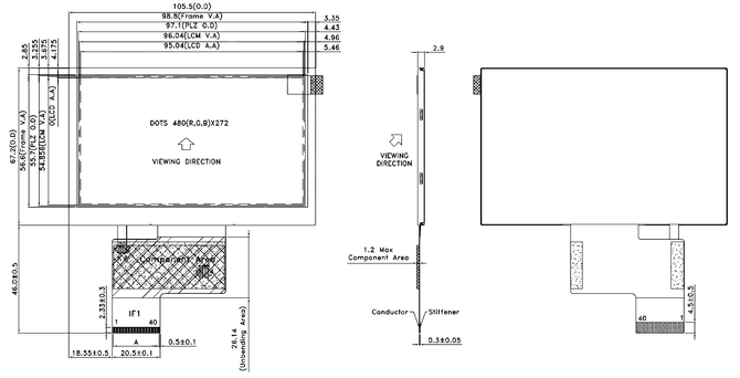 Powertip PH480272T015-IAA15 - TFT display