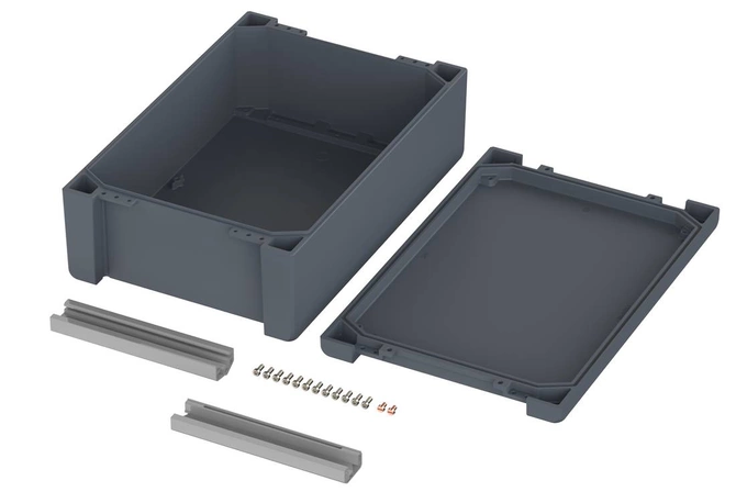 Bopla BA 342412 F-7024 (00127544) - aluminum enclosure with a recess in the cover and neoprene seal (363 x 242 x 120 mm)