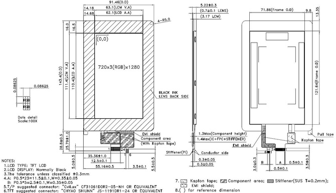 Powertip PH720128T004-ZBC11 - CTP display